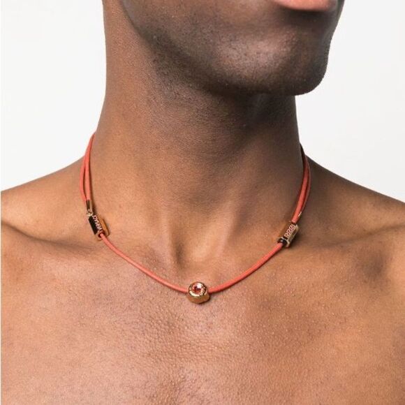 $625 Versace Unisex NWT Medusa Head Charm Cord Adjustable Necklace - Picture 2 of 9